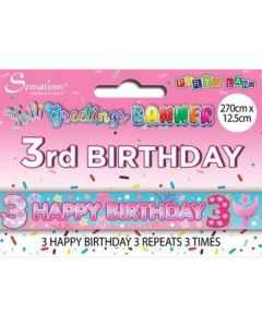 Age 3 Girl Birthday Banner Sensations