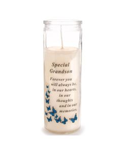 Special Grandson Glass Memorial Candle 6.3 x 18cm David Fischhoff