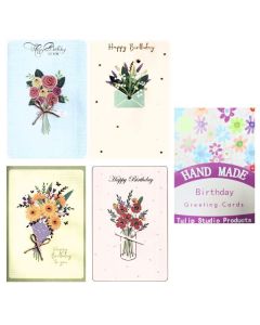 C50 HANDMADE CARDS BIRTHDAY PK6 BOX OF 4 EVAB153/4