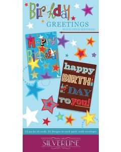 Birthday Assorted Box of Cards C50 144/12Pks Silverline