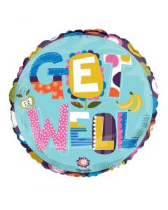 18" Turquoise Get Well Round Foil Anagram