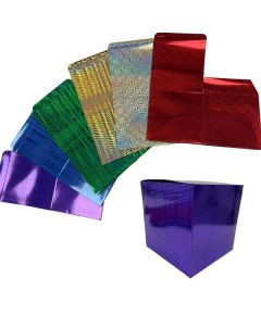 Holographic Mix Flat Gift Boxes Pk12 12.8cm Tulip