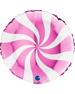 18" Pink & White Swirly Foil Balloon
