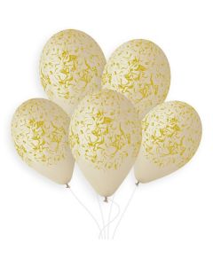 13" Latte & Gold Marble Assorted Latex Balloons Pk50 Gemar