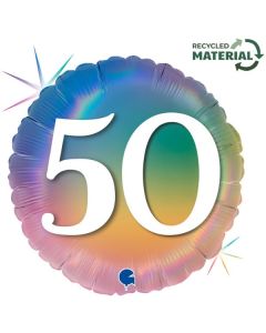 18" Age 50 Colourful Rainbow Foil Balloon Grabo