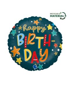 18" Birthday Stars Round Foil Grabo