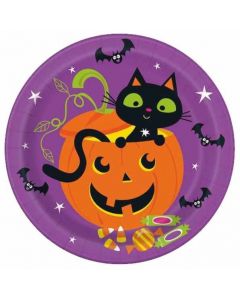 Cat & Pumpkin Paper Plates 9" Pk8