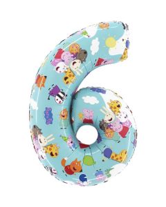 26" Peppa Pig Number 6 Foil Balloon Grabo
