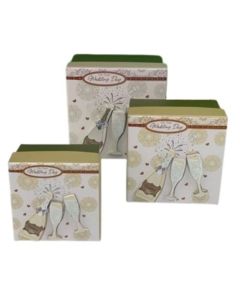 Set of 3 Tip On Square Wedding Gift Boxes Tulip