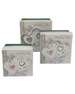 Set of 3 Tip On Square Wedding Gift Boxes Tulip
