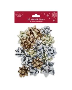 16Pk Gold/Silver Metallic Bows Eurowrap