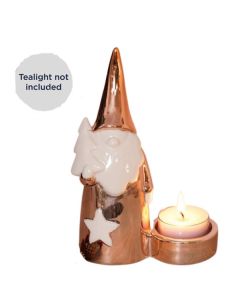 Rose Gold Ceramic Santa Tealight Holder 16cm Widdop