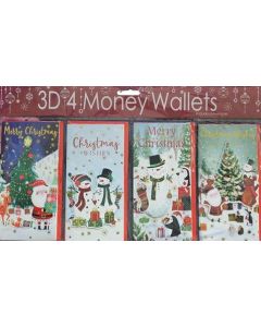 4 3D Christmas Money Wallets Tulip