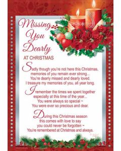 Pk6 Grave Cards Xmas Missing You Dearly Trad