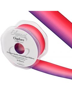 20m Pink & Purple Ombre Two Tone Wire Edge 38mm Ribbon Oaktree