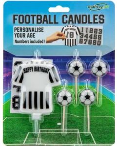 8Cm Football Shirt Candle Black And White Stripe Oaktree
