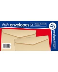 50 Gummed Manilla Envelopes DL 110mm x 220mm - 80gsm