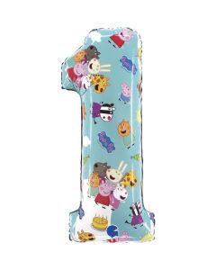 26" Peppa Pig Number 1 Foil Balloon Grabo