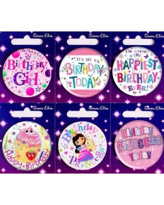 Mixed Smalll Badge Birthday Girl Pk6 Simon Elvin