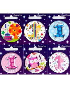 Age 1 Mixed Small Birthday Badges Pk6 Simon Elvin