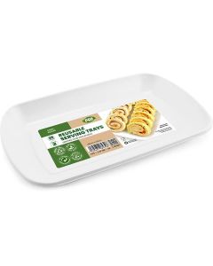 Plates Plastic Serving Trays White 35Cm X 21C Party & Paper
