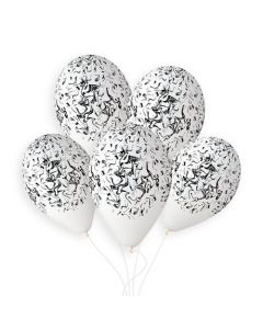 13" White & Black Marble Latex Balloons Pk50 Gemar