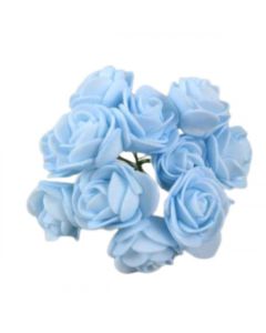 2.5cm Foam Roses Light Blue