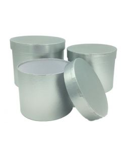 Silver Hat Boxes Set Of 3
