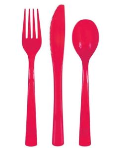 Assorted Ruby Red Cutlery Pk18