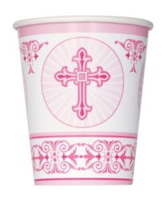 Radiant Pink Cross Paper Cups Pk8 Unique