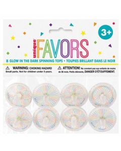 Glow In The Dark Spinning Tops 8pk Unique
