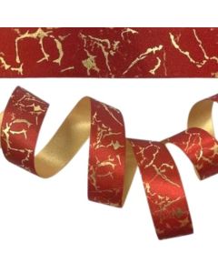 25mm Marble Ribbon Red/Gold On 20M Reel