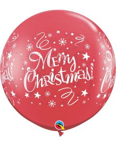 3ft Rnd Ruby Red 2ct Merry Christmas Festive Wrap Qualatex