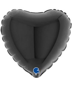 4" Black Heart Air-Fill Foil Balloon Unpackaged Grabo