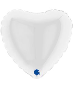 4" White Heart Air-Fill Foil Balloon Unpackaged Grabo