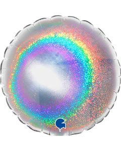 4" Silver Holographic Round Air-Fill Foil Balloon Unpackaged Grabo