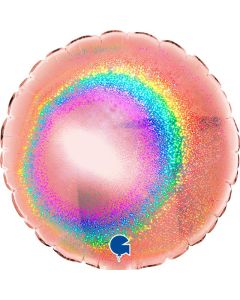 4" Rose Gold Holographic Round Air-Fill Foil Balloon Unpackaged Grabo