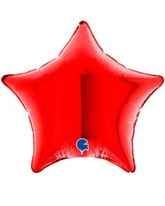 4" Red Star Air-Fill Foil Balloon Unpackaged Grabo