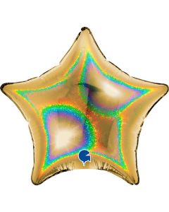 4" Gold 5 Holographic Star Air-Fill Foil Balloon Unpackaged Grabo