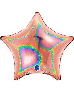 4" Rose Gold Holographic  Star Air-Fill Foil Balloon Unpackaged Grabo