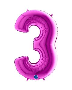40" Purple Number 3 Foil Balloon Grabo
