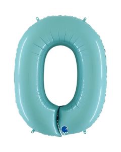 40" Pastel Blue Number 0 Foil Balloon Grabo