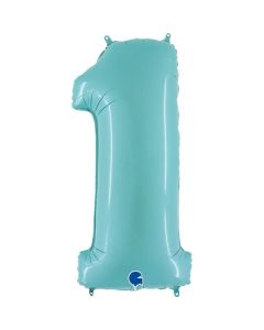 40" Pastel Blue Number 1 Foil Balloon Grabo