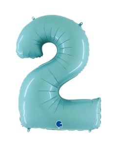 40" Pastel Blue Number 2 Foil Balloon Grabo