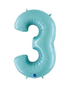 40" Pastel Blue Number 3 Foil Balloon Grabo