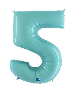 40" Pastel Blue Number 5 Foil Balloon Grabo