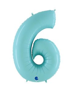 40" Pastel Blue Number 6 Foil Balloon Grabo