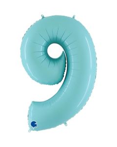 40" Pastel Blue Number 9 Foil Balloon Grabo