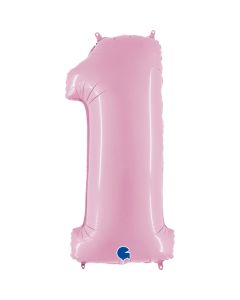 40" Pastel Pink Number 1 Foil Balloon Grabo