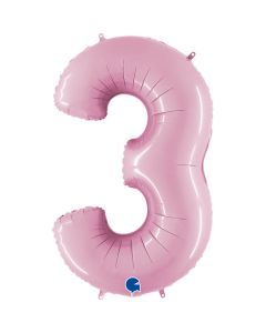 40" Pastel Pink Number 3 Foil Balloon Grabo